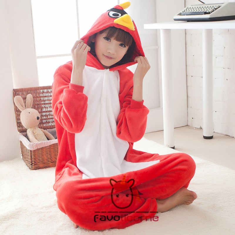 Costumes Cartoon Enfants Kigurumi Chat d'hiver Flanner Onesie Pyjama Animaux  Homewear Costume Jumpsuit (Couleur: Red Bird, Taille: M) (Color : Red Bird,  Size : XXS) : : Mode