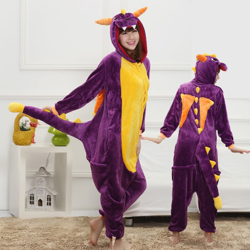 Combinaison Pyjama Dragon Pourpre Déguisement Kigurumi 