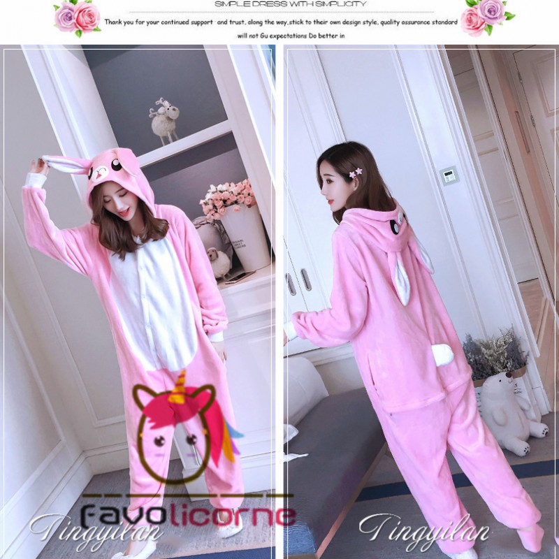 Pyjama Combinaison Lapin Rose Adulte Déguisement Kigurumi