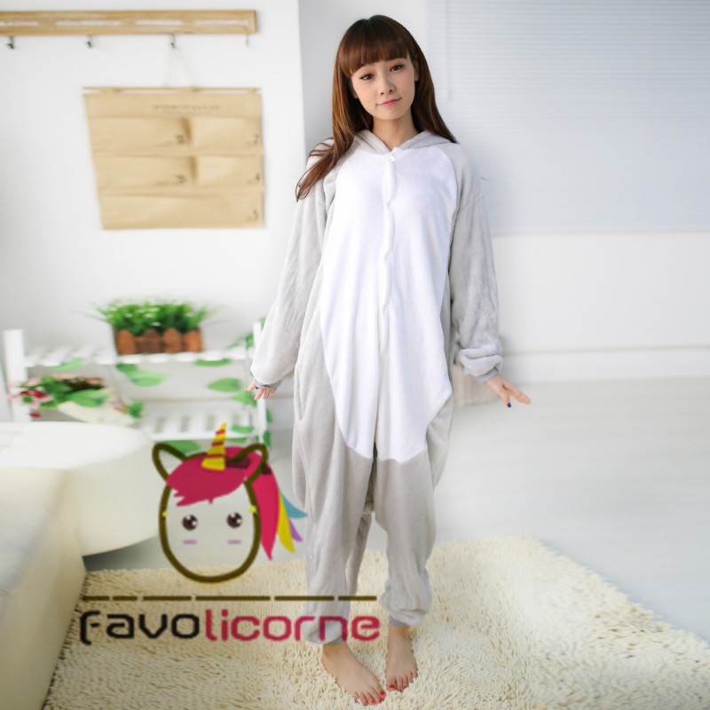 Pyjama Combinaison Homme En Flanelle - Motif éléphant Avec Trompe Et Oreilles - Chaud, Confortable, Idéal Pour L'hiver - Taille Unique Ajustable