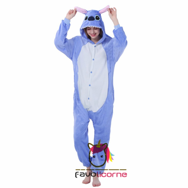 Combinaison Pyjama Stitch Polaire - Grenouillère à Capuche, Chaude, Pour Homme/femme, Hiver, Noël, Déguisement