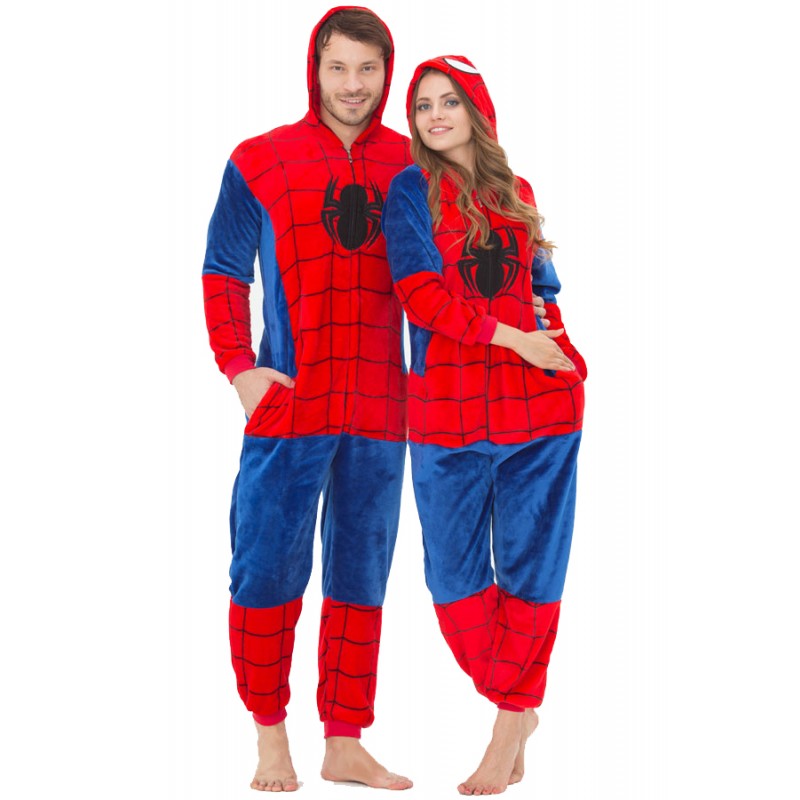 Femme Homme Combinaison Pyjama Spiderman Déguisement Kigurumi 
