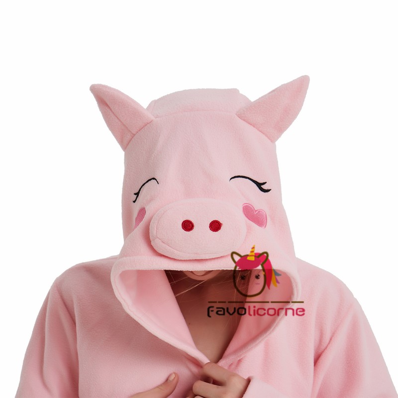Combinaison Pyjama Cochon Rose Femme Homme Favolicorne
