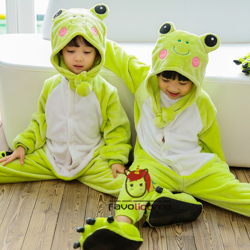 Combinaison Pyjama Enfants Grenouille Capuche Gar on Fille