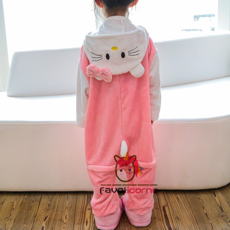 Combinaison Pyjama Enfants Kitty Chat Capuche Gar on Fille