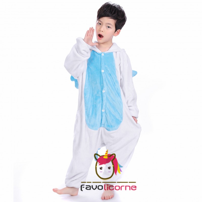 Combinaison Pyjama Enfant Pegasus Licorne Bleue Deguisement Kigurumi Deguisement Kigurumi Favolicorne