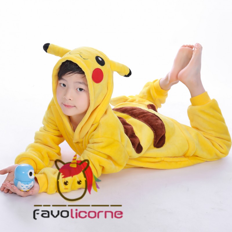 Pyjama Pikachu enfant KIGURUMI enfants Pyjama polaire Pikachu Combinaison  Noel Halloween Cosplay Costume unisex Jaune - Cdiscount Prêt-à-Porter