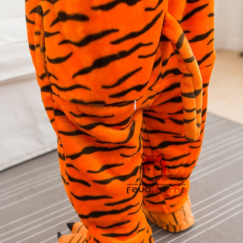 Combinaison Pyjama Bébé Garçon Fille Déguisement Tigre - Grenouillère à Capuche Manches Longues Pour Noël Halloween