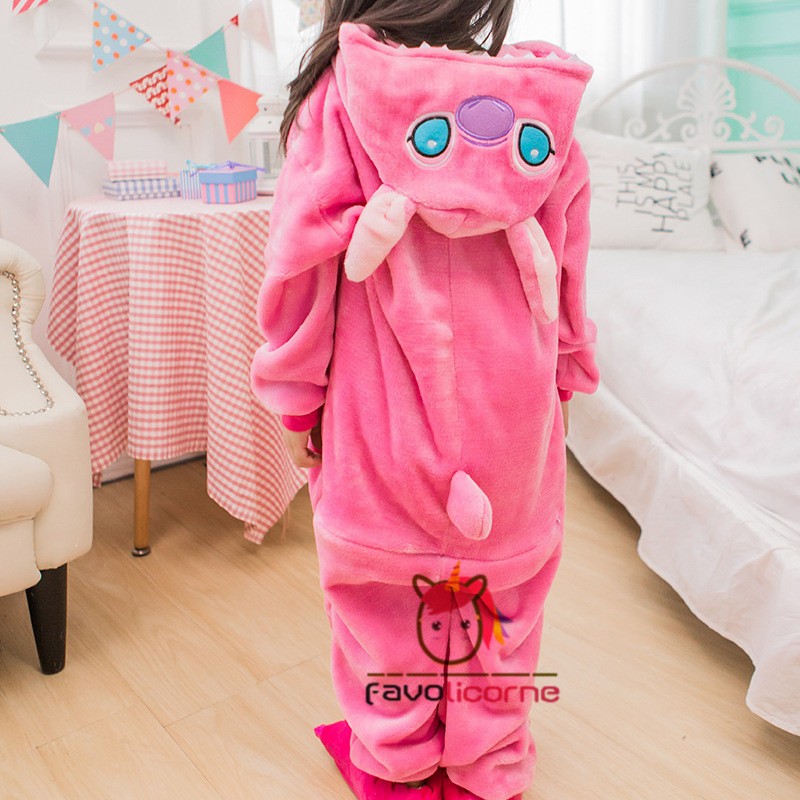 Combinaison Pyjama Enfant Stitch Rose Garçon & Fille Déguisement
