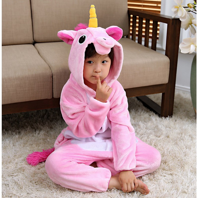 Combinaison Pyjama Enfant Violet Licorne Déguisement Kigurumi