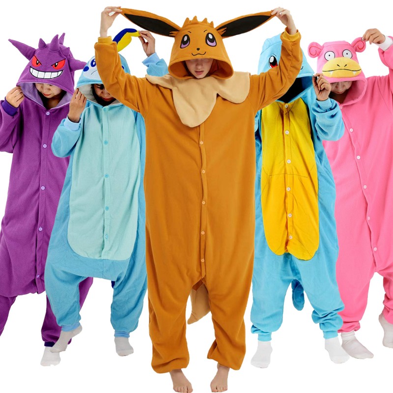 Déguisement Kigurumi Pokemon Mewtwo & Gengar & Eevee & Pikachu & Umbreon &  Espeon & Snorlax Pyjama Femme Homme Pyjama Combinaison