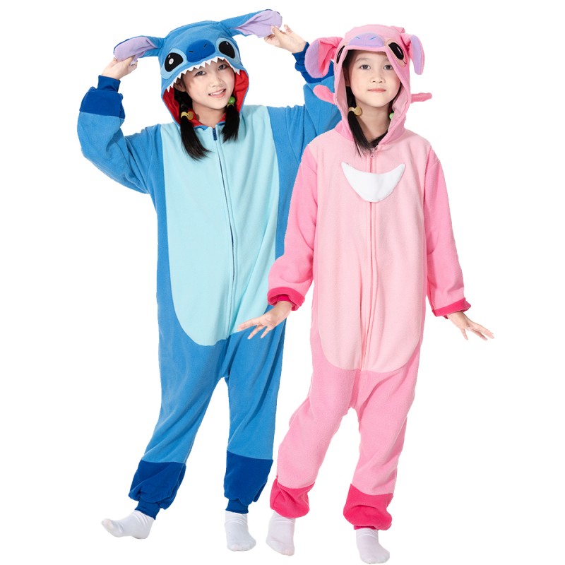 Combinaison Pyjama Lilo Et Stitch - Capuche Avec Visage De Stitch - Fermeture Zippée - Douce Et Confortable - Idéale Soirée Pyjama Ou Déguisement