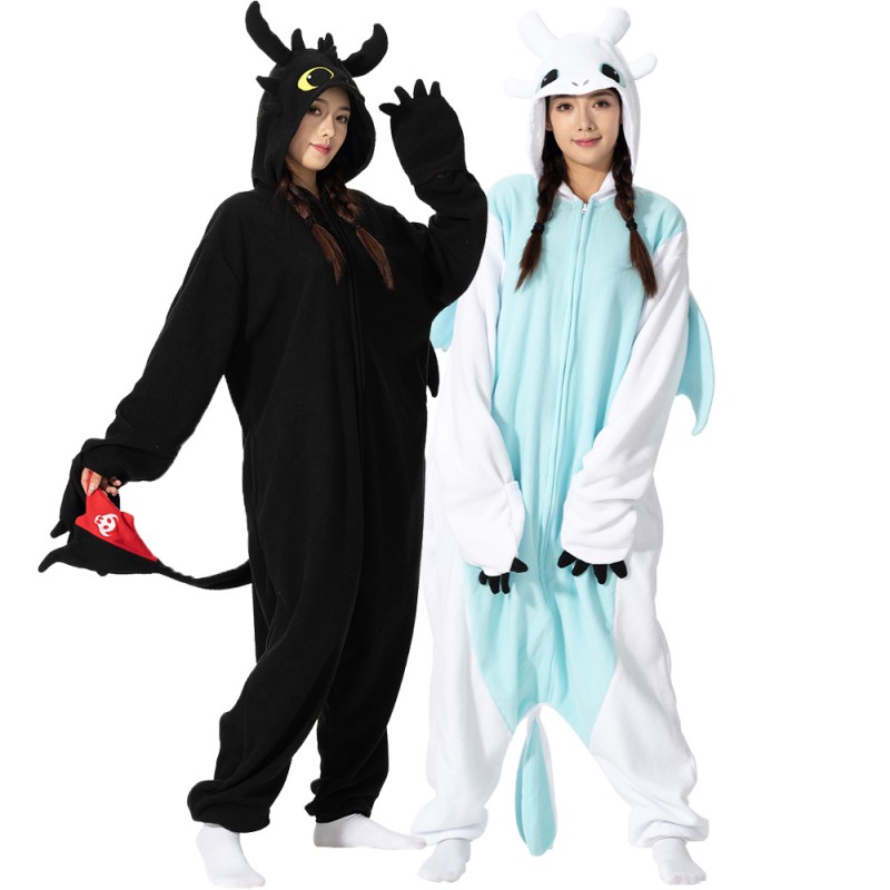 Déguisement Kigurumi Toothless & Light Fury Onesie Dragon Pyjama Femme  Homme Pyjama Combinaison