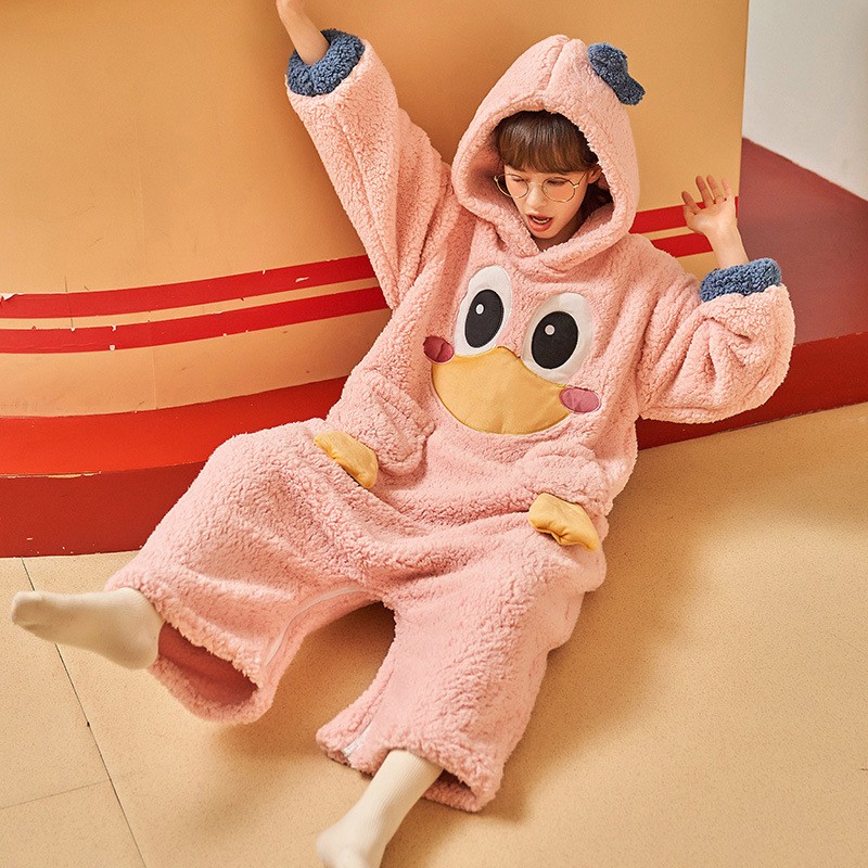 Pyjama Femme Polaire Corail - Ensemble Chaud, Confortable, Chic Pour La Maison