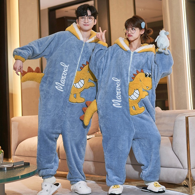 Dino Onesie Pyjamas Animal Cartoon Pyjama assorti pour les couples