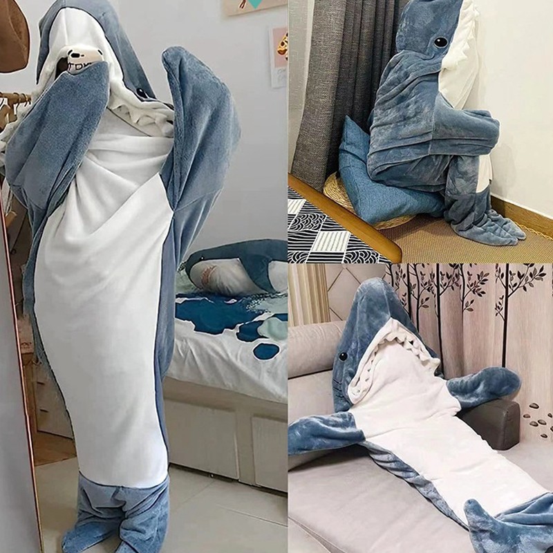 Déguisement Couverture Requin à Capuche - Pour Adulte Et Enfant - Pyjama Doux - Idée Cadeau Originale