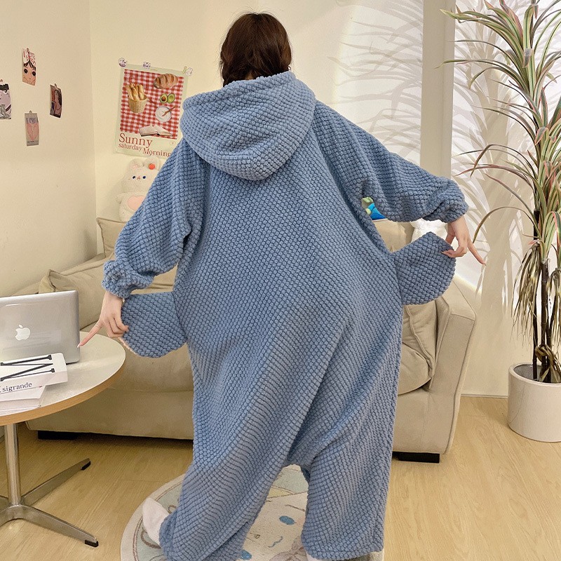 Combinaison Pyjama Femme Hiver – En Polaire Douce à Capuche – Grenouillère Chaude – Pour Intérieur, Cosplay, Nuit