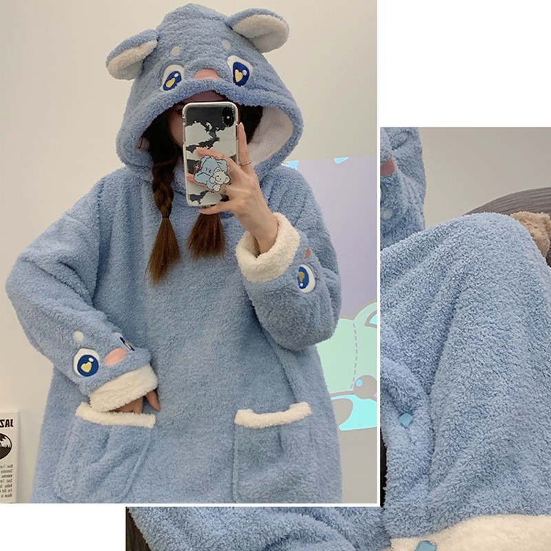 Pyjama de dessin anime pour femmes barboteuse a capuche combinaison grande taille