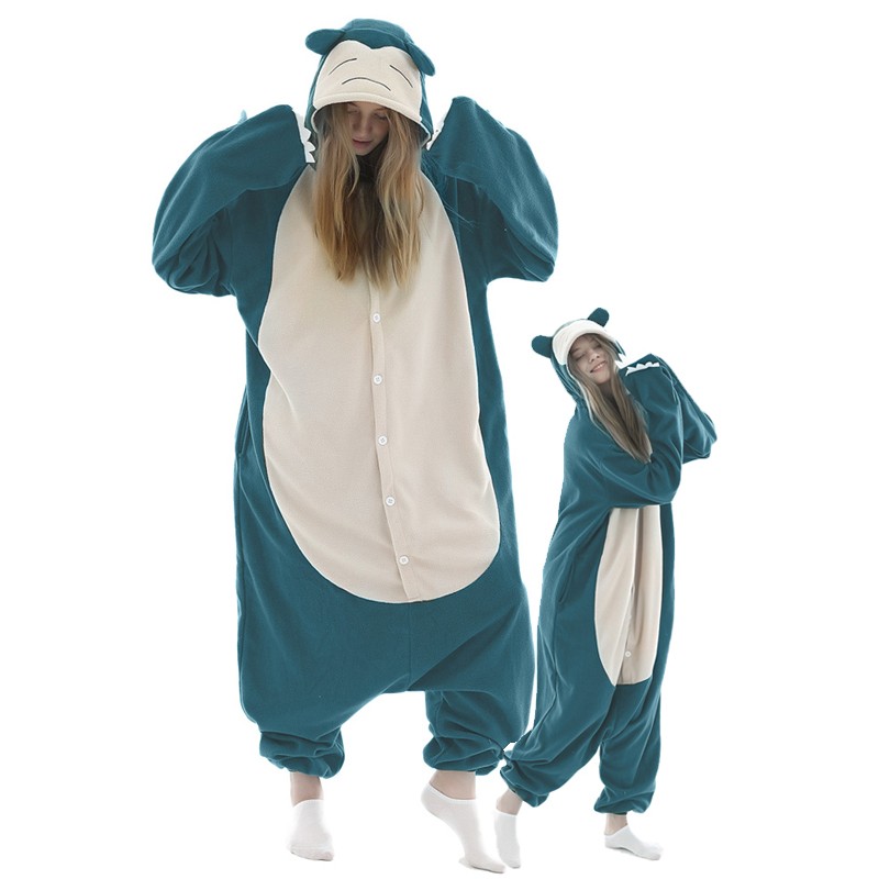 FZH Pyjama Vêtements de Nuit Coton Adulte Dessin animé Animal Pokemon Snorlax Kigurumi Combinaisons Pyjamas Belle Cosplay Amoureux Costume Maison vêtements de Nuit 