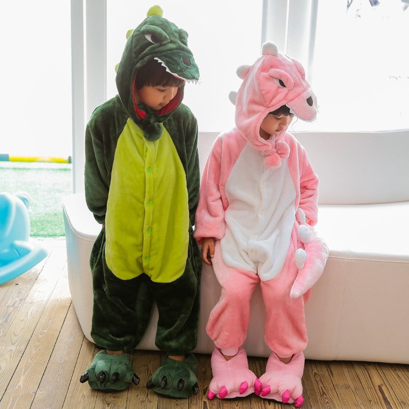 Cadeau danniversaire de Noël pour Garçons Filles Déguisement Dinosaure Enfant Pyjama à Capuche en Molleton 