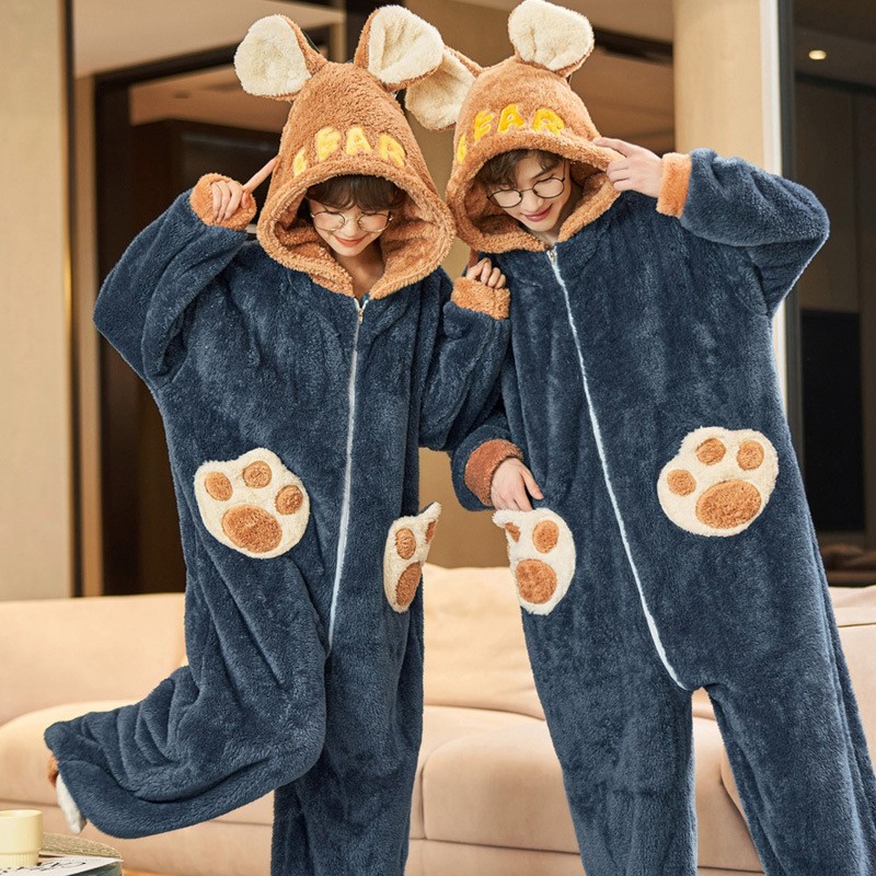 Stitch Adultes Animal Onesies Hiver Femmes Pyjama Combinaison Hommes Couple  Costume Cosplay Flanelle Dessin animé Vêtements de nuit Pyjama Homewear