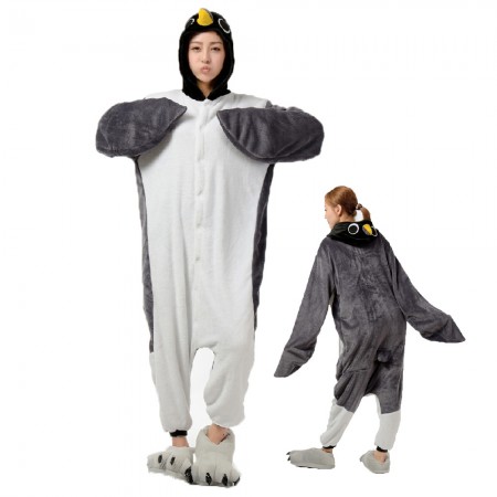 Femme Homme Combinaison Pyjama Pingouin Gris Déguisement