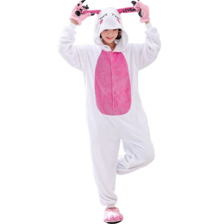 Femme Homme Combinaison Pyjama Lapin Blanc Déguisement