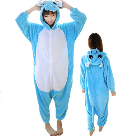 Femme Homme Combinaison Pyjama Hippopotame Bleue Déguisement