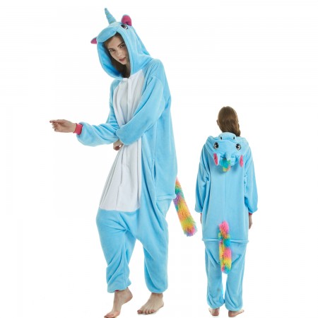 Femme Homme Combinaison Pyjama Licorne Bleue Déguisement