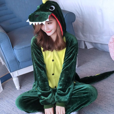 Pyjama Combinaison Dinosaure Vert Adulte Déguisement