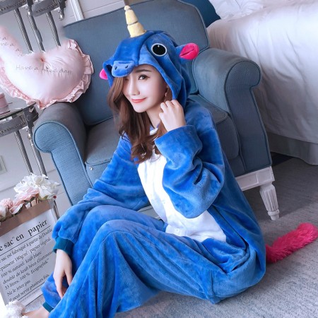 Pyjama Licorne Combinaison Déguisement Bleue