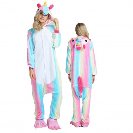 Pyjama Licorne Rainbow Bleue Combinaison Déguisement