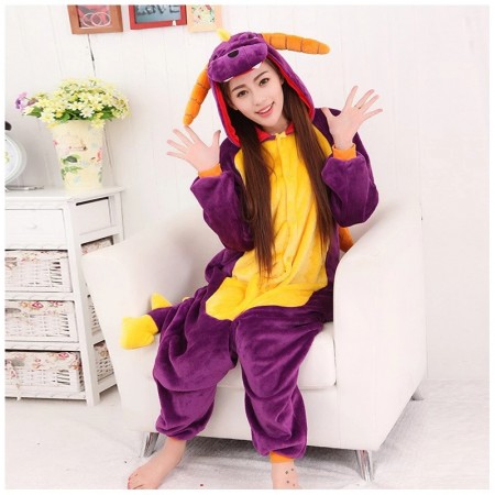 Pyjama Dragon Violet Combinaison Femme Homme Déguisement