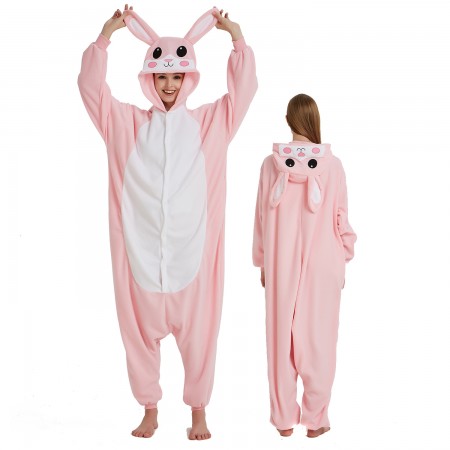 Combinaison Pyjama Lapin Rose Polaire 