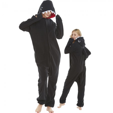 Combinaison Pyjama Requin Noir Polaire 