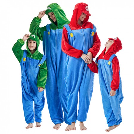 Déguisements Halloween pour la famille Mario et Luigi Onesie Cosplay tenue d'Halloween