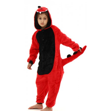 Déguisement dinosaure rouge Onesie Cosplay Halloween pour filles