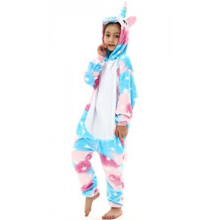 Déguisement licorne bleue étoilée Onesie Cosplay Halloween pour filles