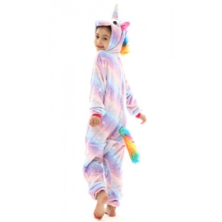 Déguisement licorne pour filles violet avec des étoiles Onesie