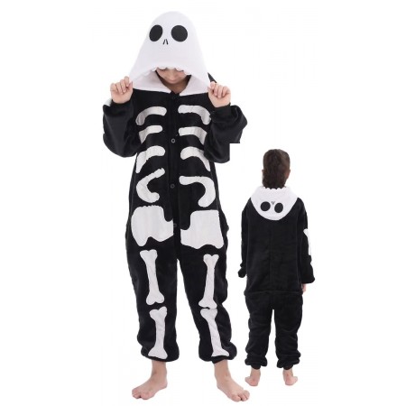 Pyjama Déguisement squelette Onesie pour enfants Halloween Tenue décontractée