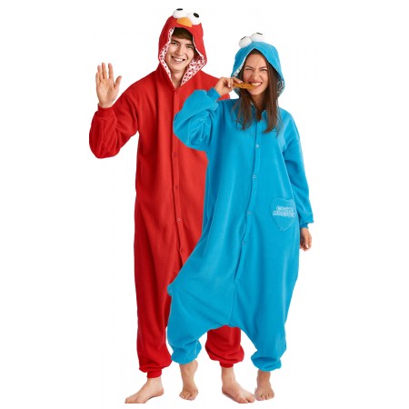 Pyjama Déguisement Cookie Monster et Elmo Sesame Street Onesie pour couple