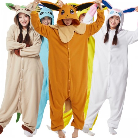 Déguisement groupe Eevee pour Halloween Vaporeon & Jolteon & Espeon & Umbreon & Leafeon & Glaceon & Sylveon Combinaison Onesie pour le Cosplay