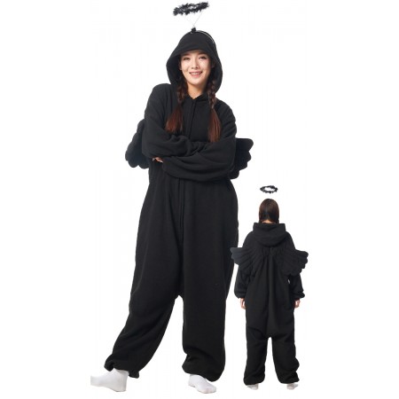 Déguisement ange noir sombre Onesie pour adultes combinaison pyjama