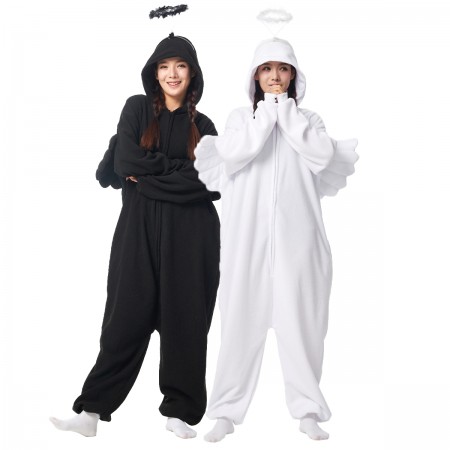 Déguisement ange et ange noir sombre Onesie pour adultes en couple