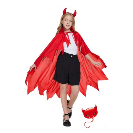 Costume de Démon pour Enfants Cape de Vampire Rouge Cosplay