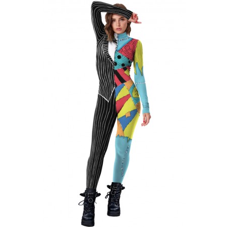 Onesie Halloween pour Femmes Cosplay Skellington Combinaison