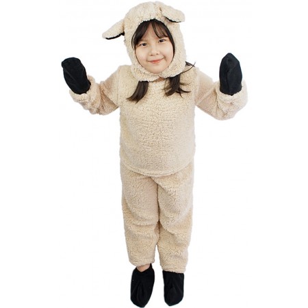 Costume de Mouton pour Enfants Sweatshirt Douillet Pantalon Chapeau Tenue Halloween