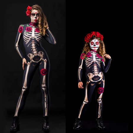 Combinaison Squelette pour Filles Costume d’Halloween
