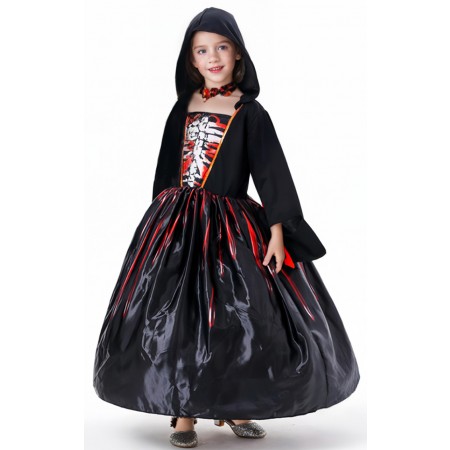 Costume de Sorcière Squelette avec Collier pour Enfants Costume d’Halloween