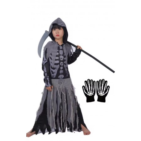 Ensemble Costume de Faucheuse Faux Chaîne pour Enfants Costumes d’Halloween
